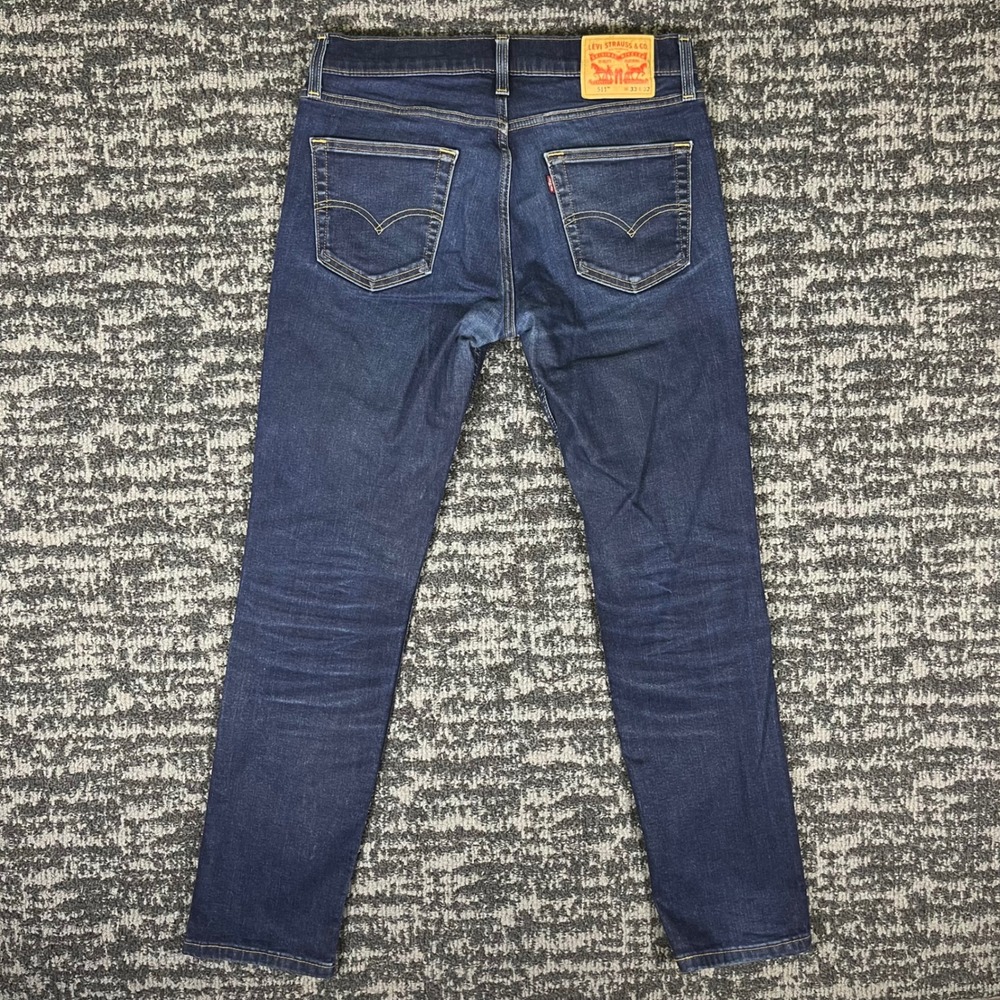 Levi's 511 Slim Fit Jeans Mens 33x32 Dark Wash Blue Stretch Denim Casual Classic - Picture 2 of 13